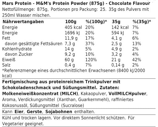 M&M’s - Protein Powder - 875G - Chocolate