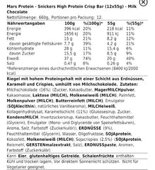 Snickers - Hi-Protein Crisp Bar - 12 x 55G - Milk Chocolate