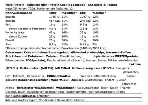 Snickers - High Protein Cookie - 12 x 60G
