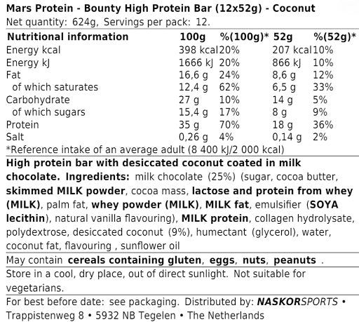 Bounty - High Protein Bar - 12 x 52G