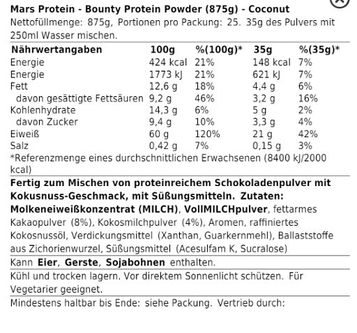 Bounty - Protein Powder - 875G