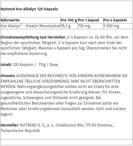 Nutrend - Kre-Alkalyn - 120 Capsules
