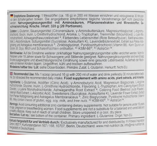 MST - Good Night Sleep Formula - 320G