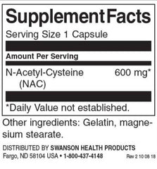 Swanson - N-Acetyl Cysteine (NAC) - 100 Capsules