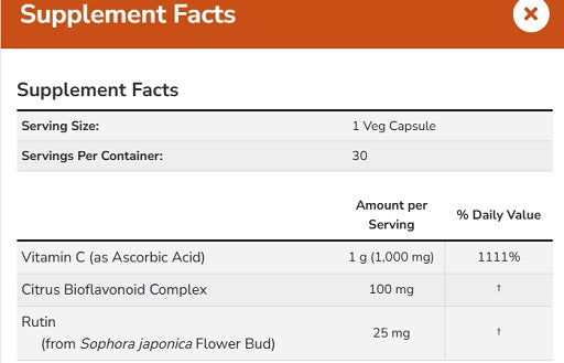 NOW Foods - Vitamin C-1000 - 30 Vegan Capsules