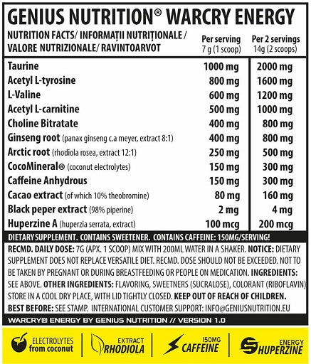 Genius Nutrition - Warcry Energy - 300G