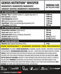 Genius Nutrition - Whisper Pre-Workout - 400G