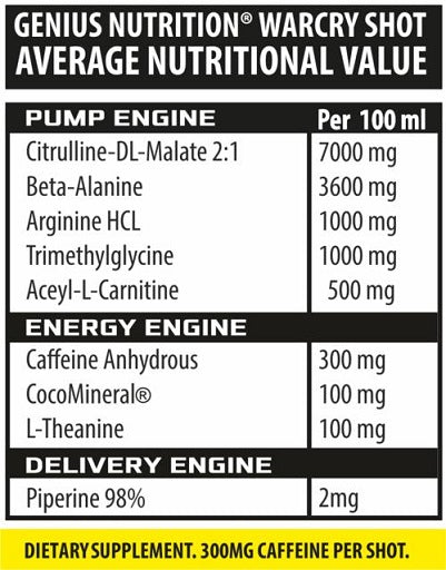 Genius Nutrition - Warcry Liquid Shot Cola - 12 x 100ml