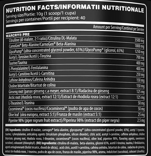 Genius Nutrition - Warcry Pre - 400G