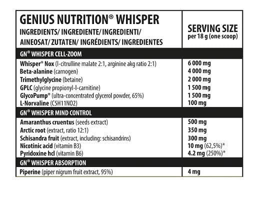 Genius Nutrition - Whisper Sample - 10 x 18G