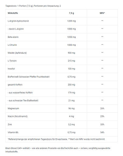 BioTech - Black Blood CAF+ - 300G (40 Servings)