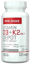 Body Attack - Vitamin D3 + K2 - 120 Capsules