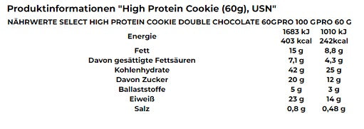 USN - Select Protein Cookie - 12 x 60G